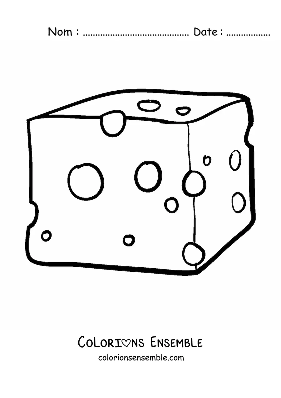 Image à colorier d’un fromage de type cheddar