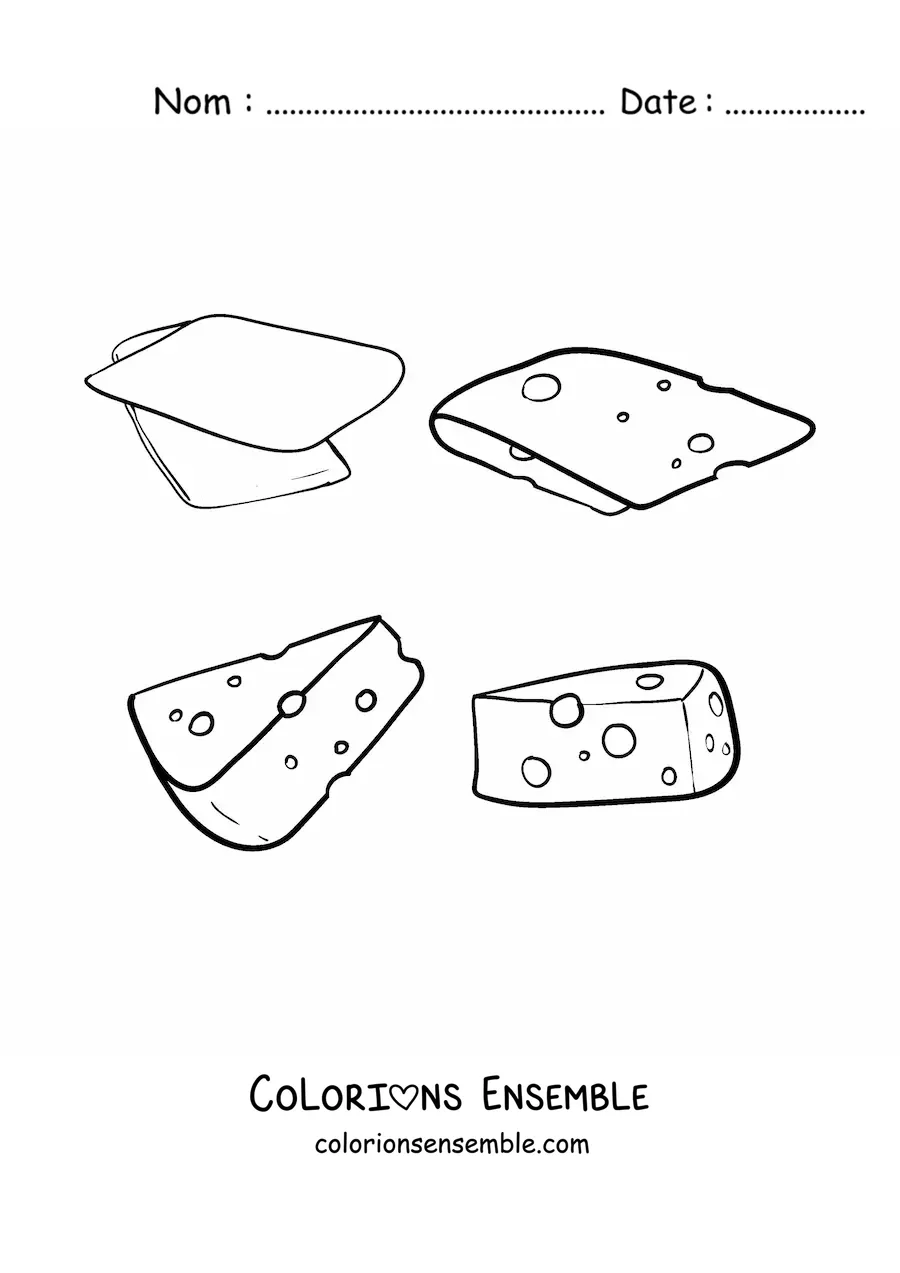 Image à colorier de plusieurs fromages