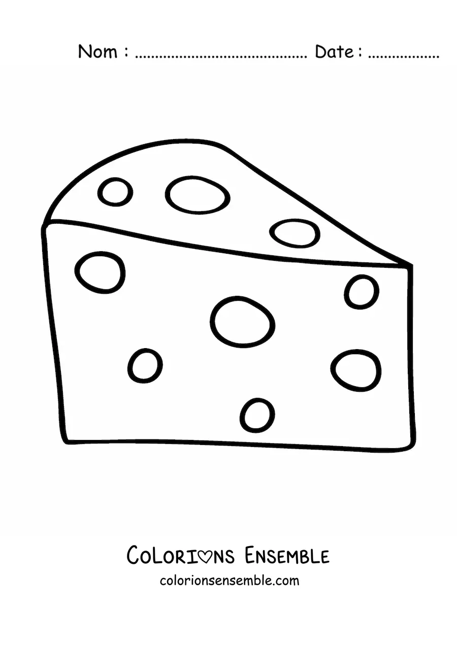 Image à colorier d’un morceau de fromage jaune