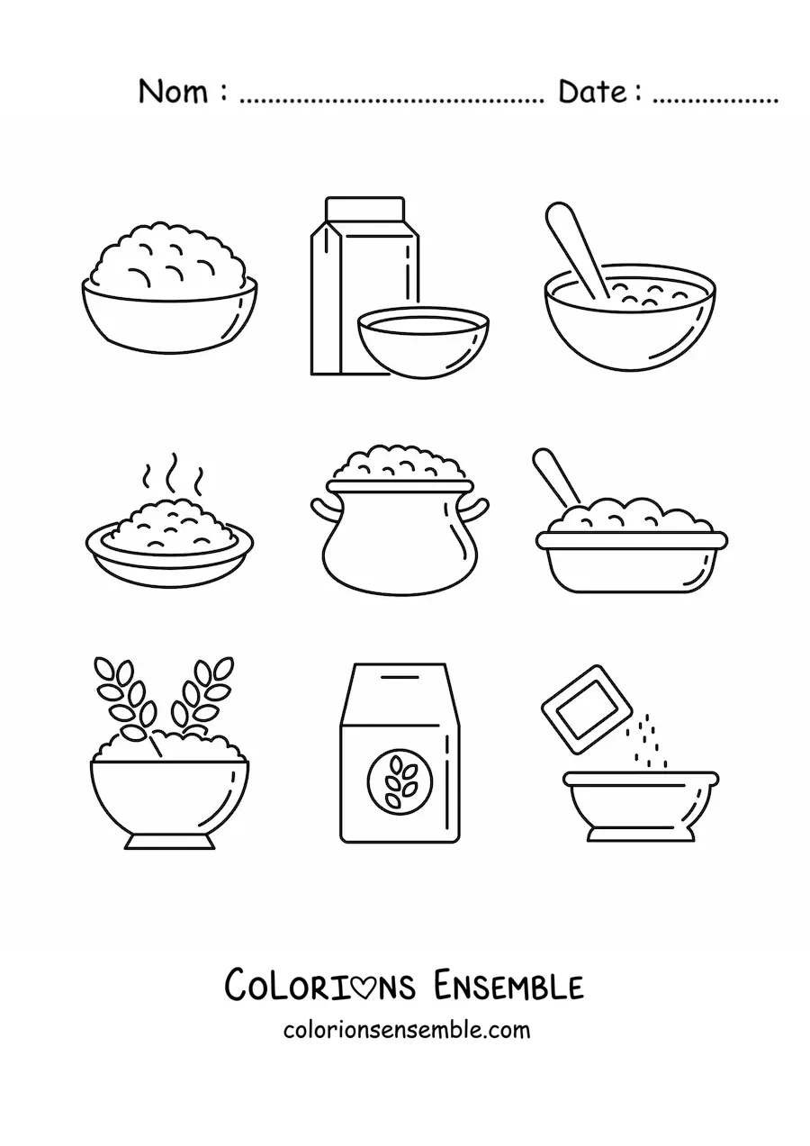 Image à colorier de différentes façons de manger de l’avoine