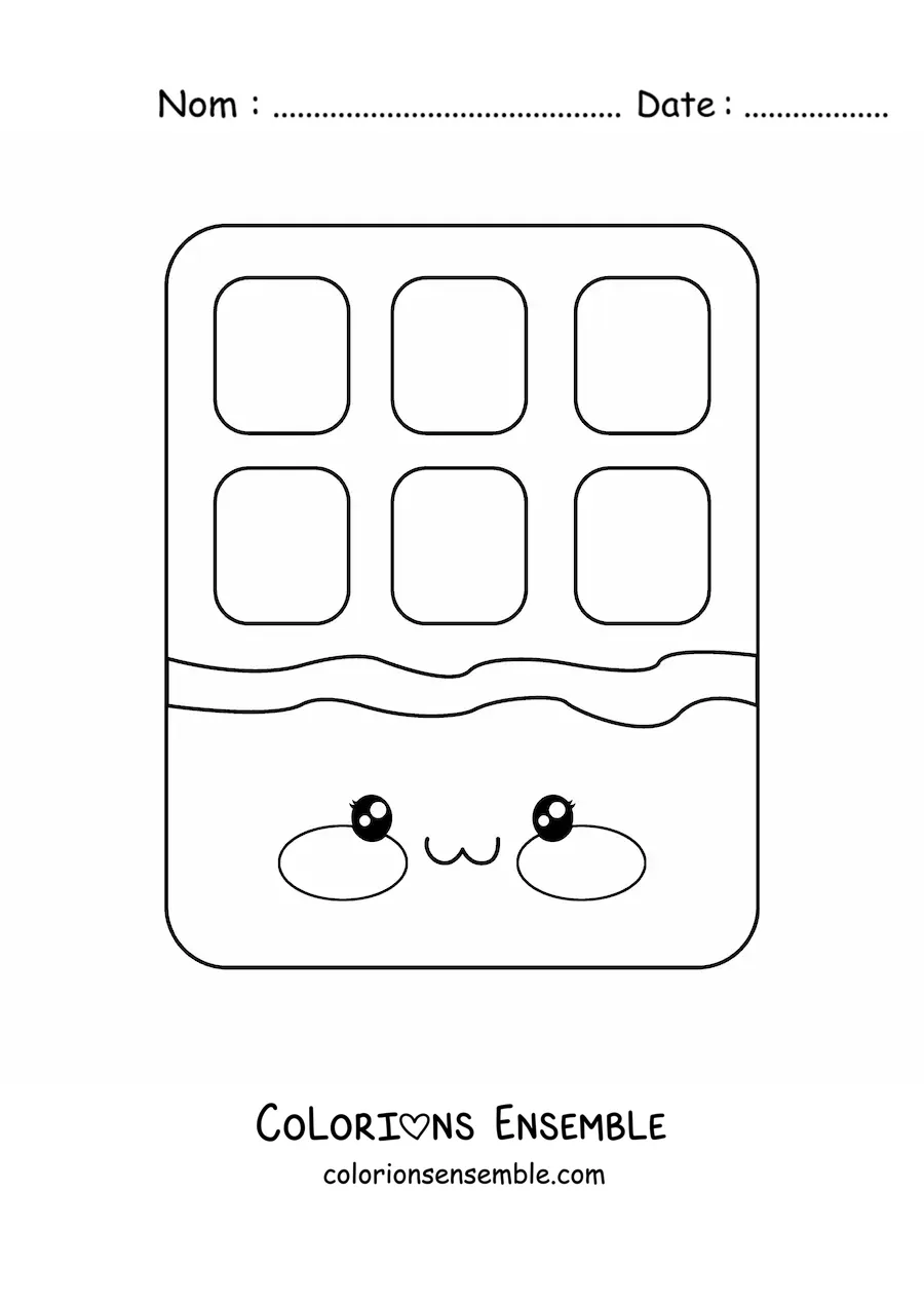 Image à colorier d'une barre de chocolat kawaii