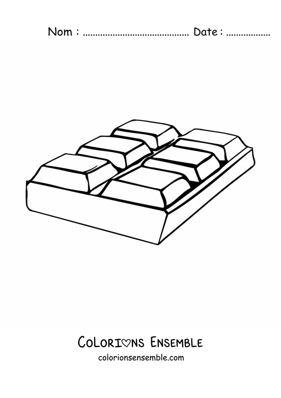 Image à colorier d'une tablette de chocolat