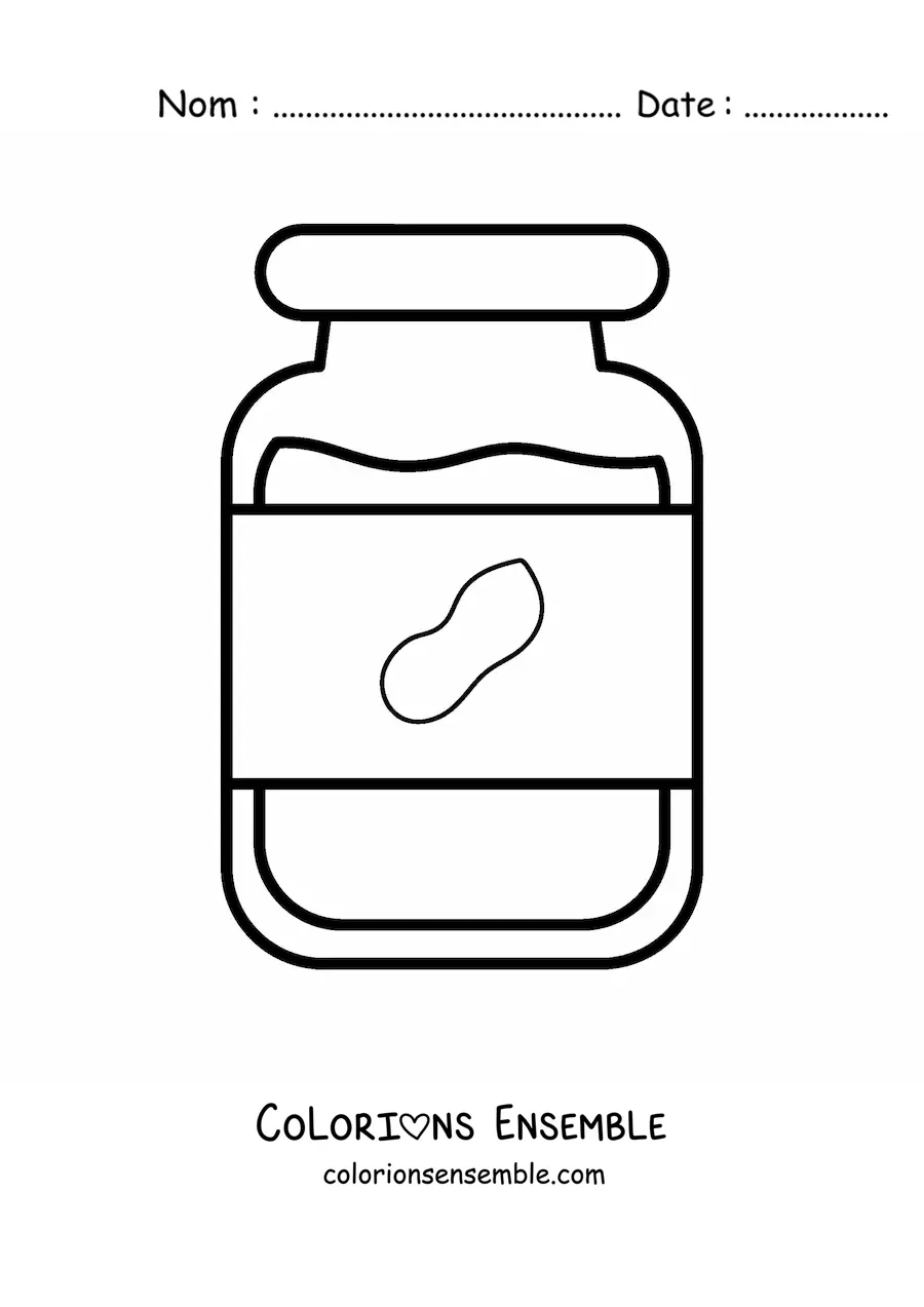 Image à colorier d'un pot de beurre de cacahuète