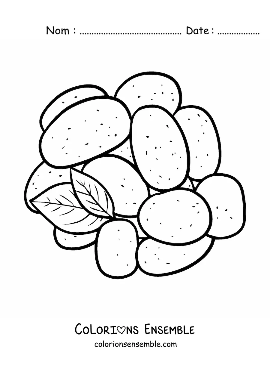 Image à colorier d'un tas de pommes de terre