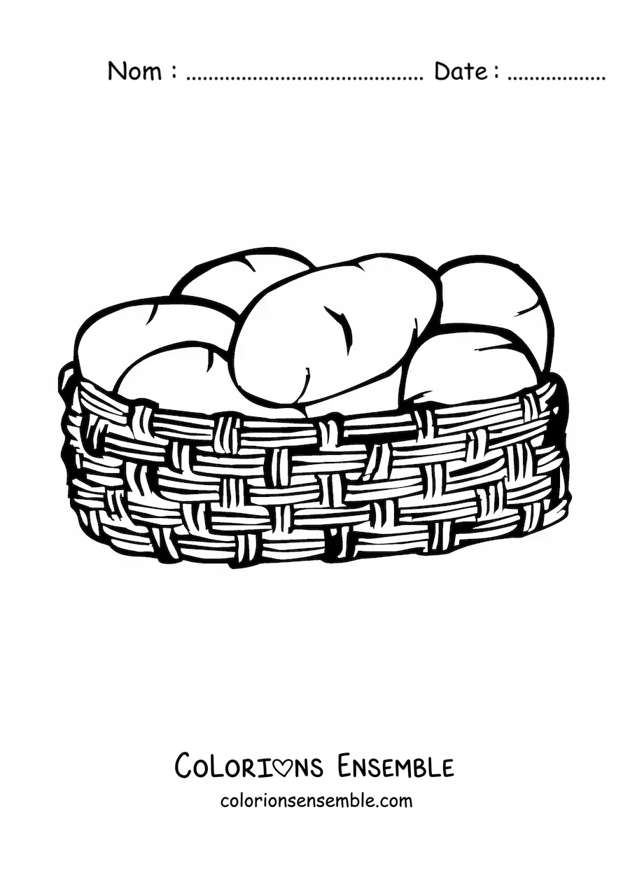 Image à colorier d'un panier rempli de pommes de terre