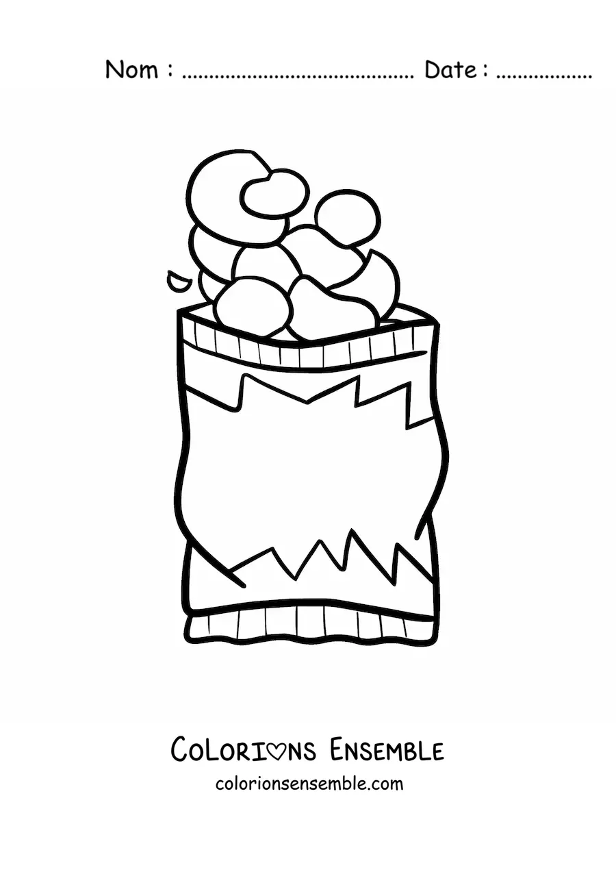Image à colorier d'un sachet de chips de pomme de terre