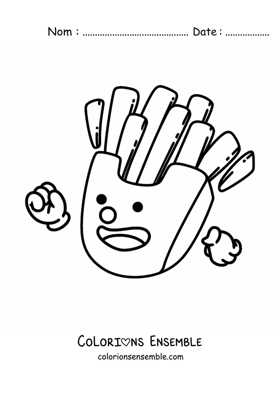 Image à colorier d'un dessin de frites animées