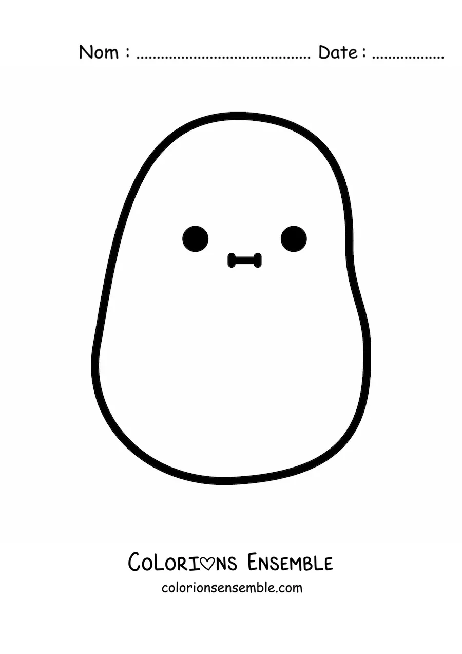 Image à colorier d'une pomme de terre kawaii