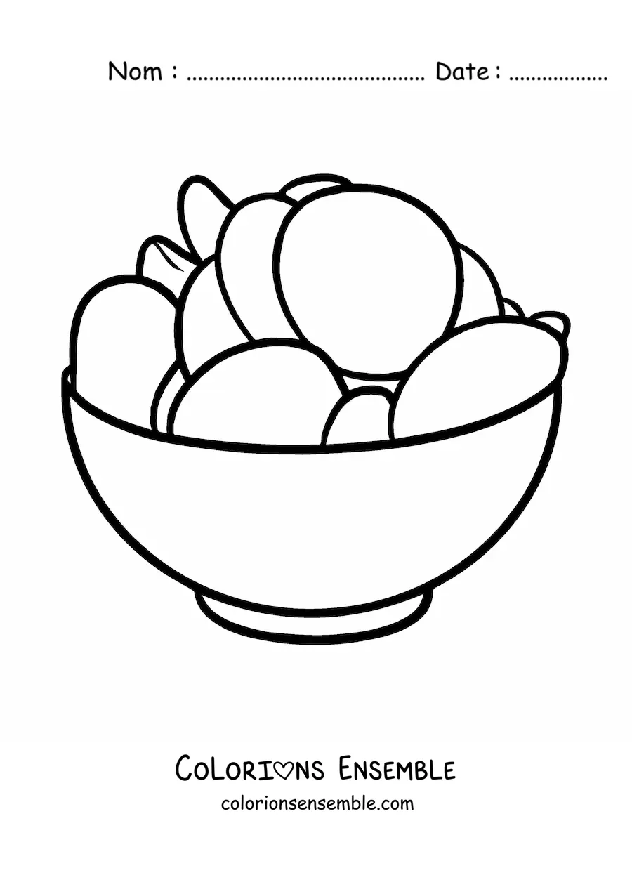 Image à colorier d'un récipient rempli de chips de pomme de terre