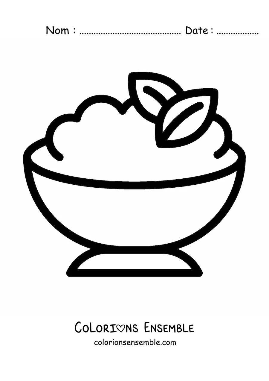 Image à colorier d'une assiette de purée de pommes de terre