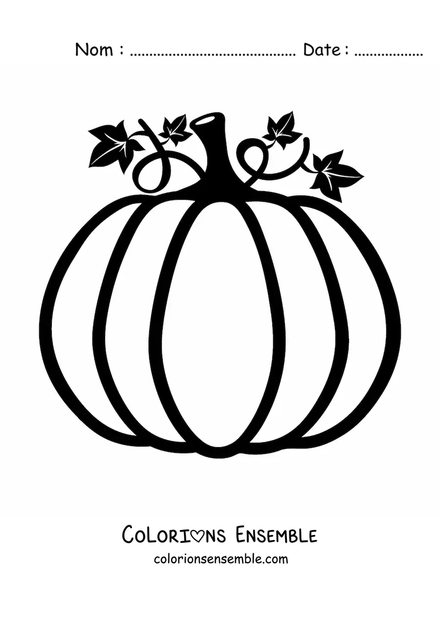 Image à colorier d'une grande citrouille d'automne