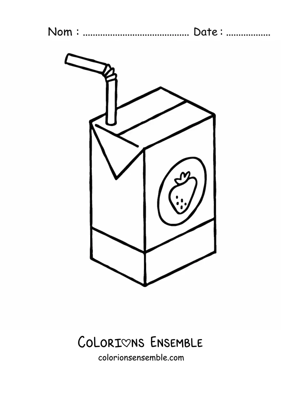 Image à colorier d'un verre de jus de fraise
