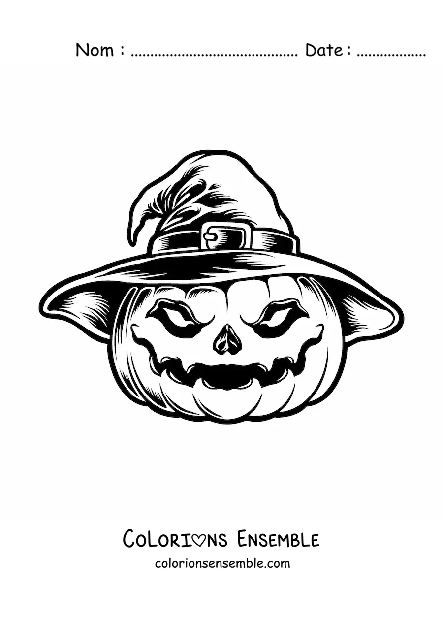 Image à colorier d'une citrouille qui fait peur