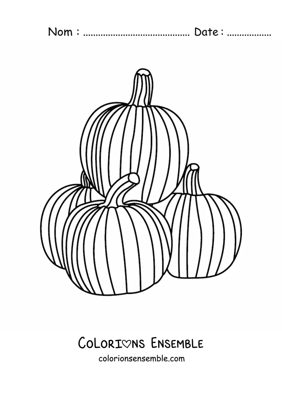 Image à colorier de plusieurs petites citrouilles