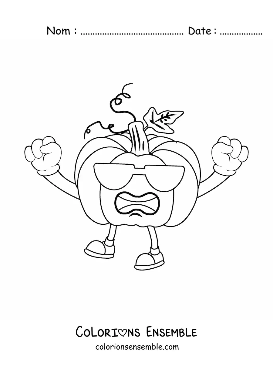 Image à colorier d'une citrouille animée
