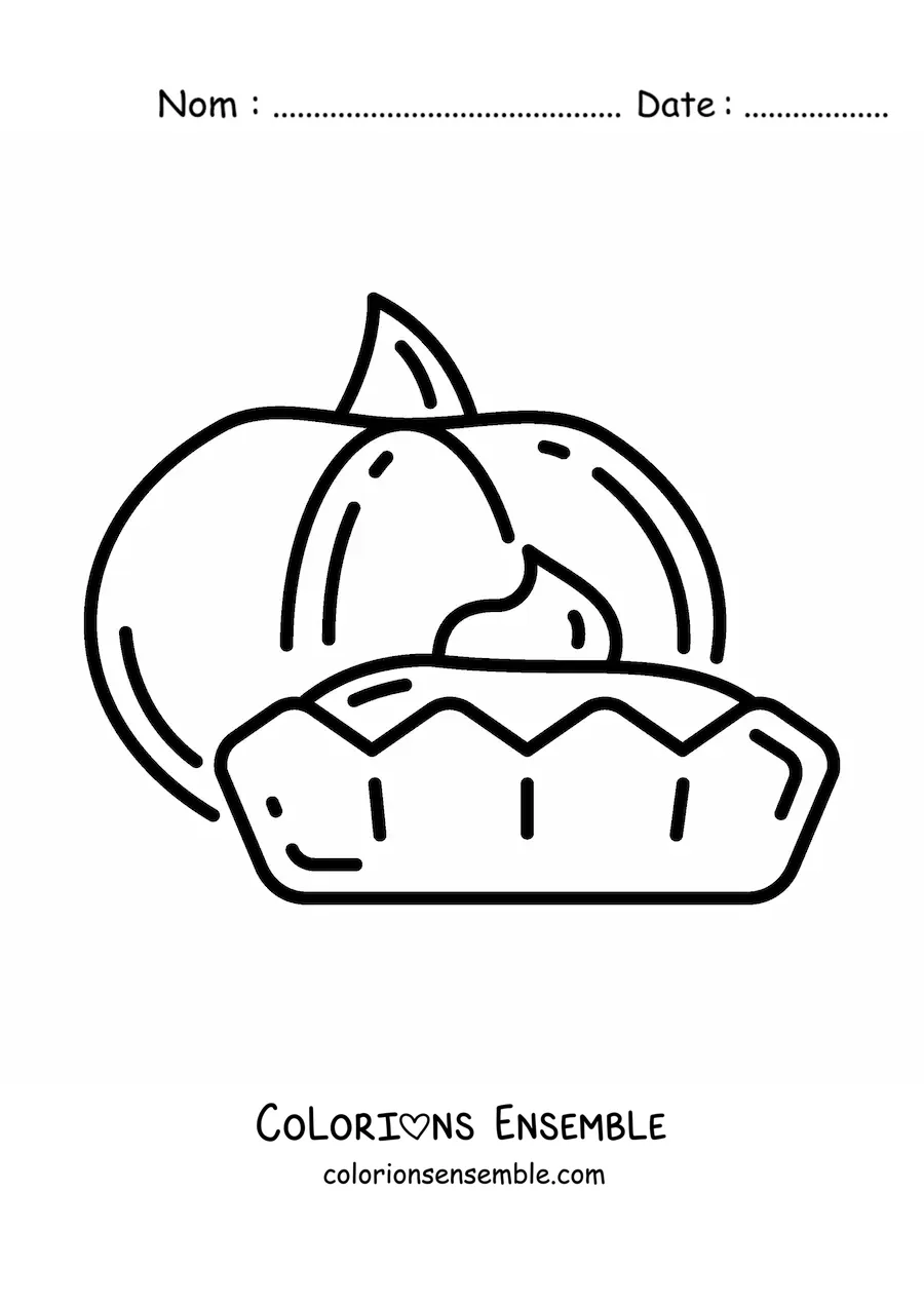 Image à colorier d'une tarte à la citrouille