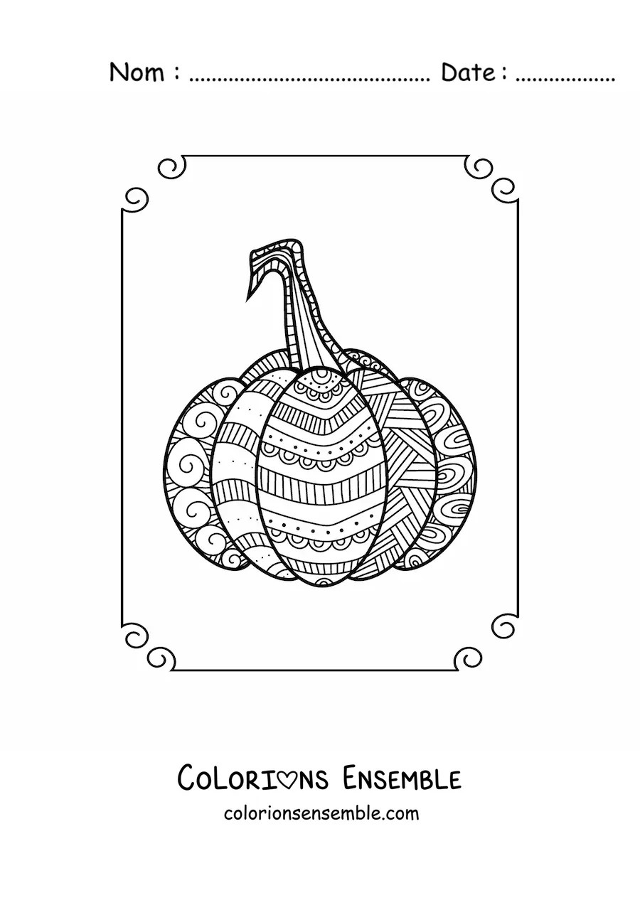 Image à colorier d'un mandala en forme de citrouille