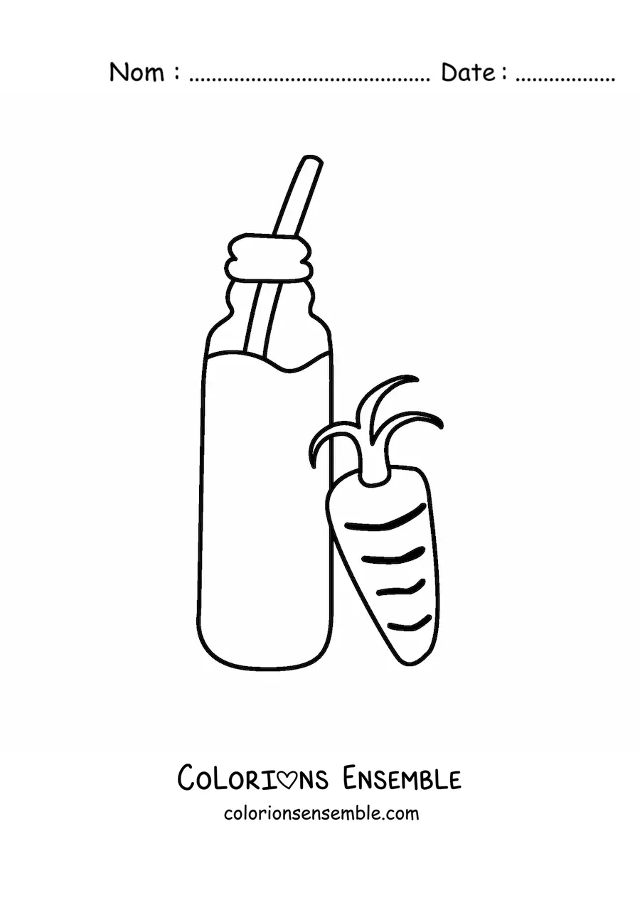 Image à colorier d'une bouteille de jus de carotte