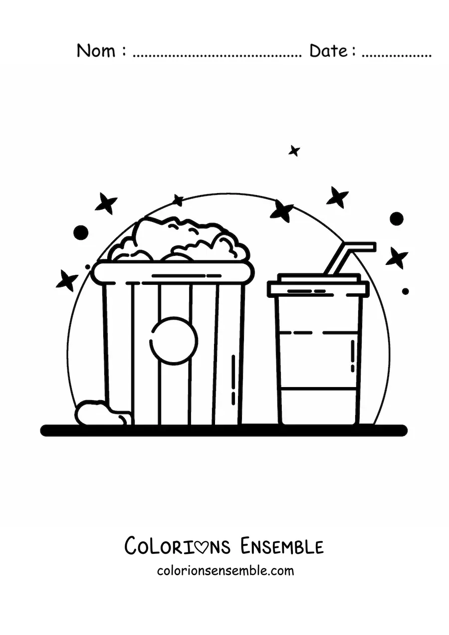 Image à colorier d’un récipient de pop-corn