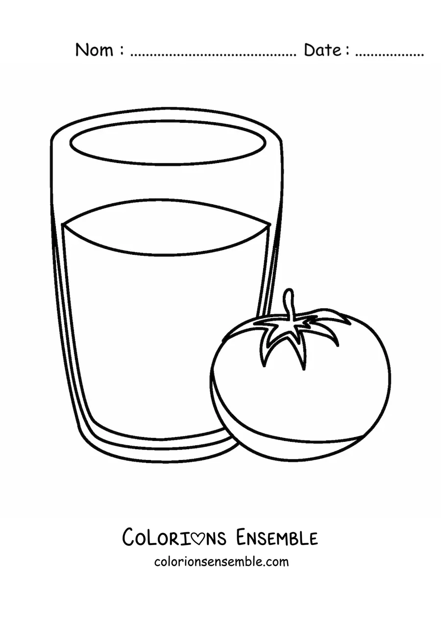 Image à colorier d’un verre de jus de tomate