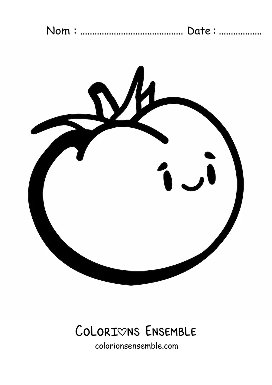 Image à colorier d’une grosse tomate animée