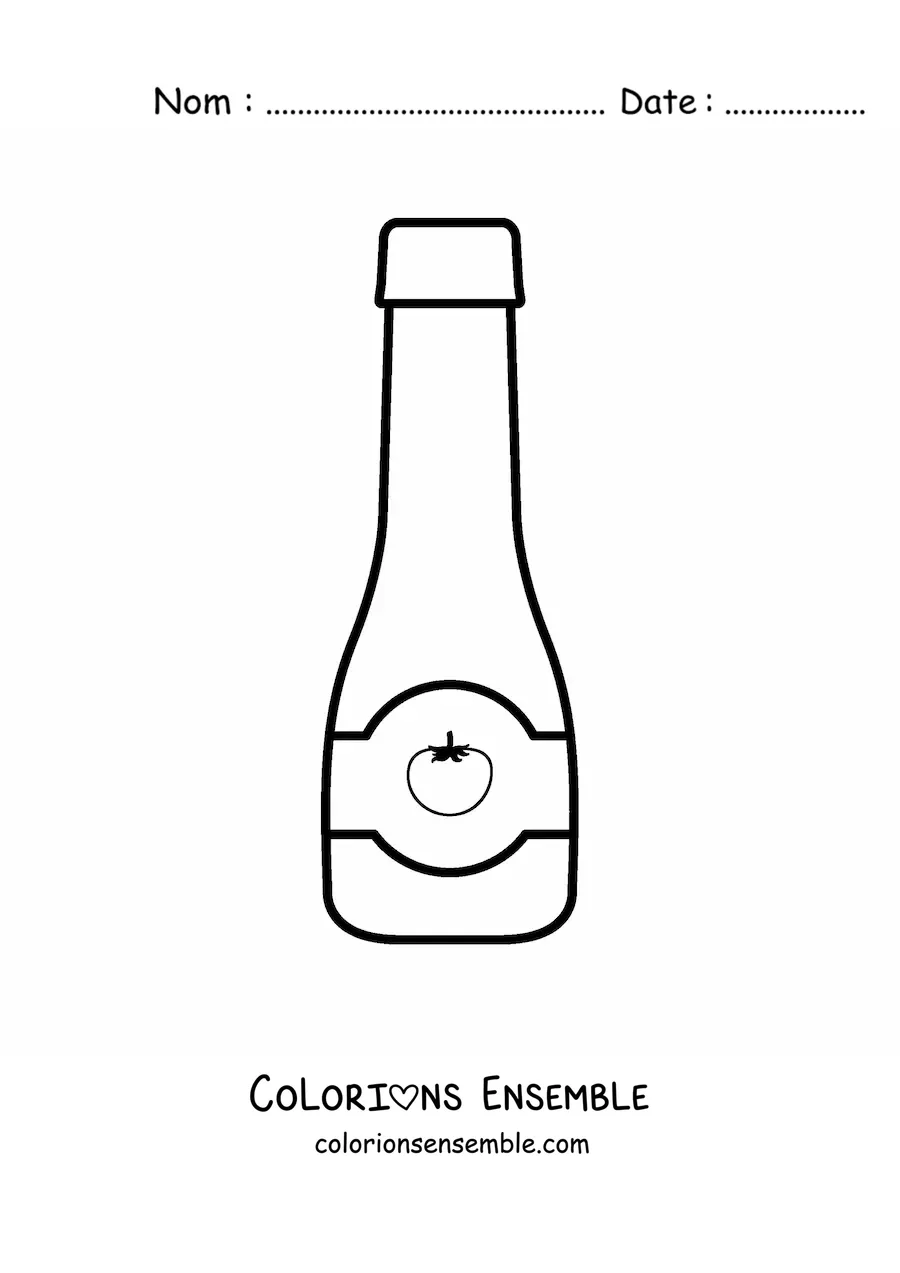 Image à colorier d’une bouteille de sauce tomate