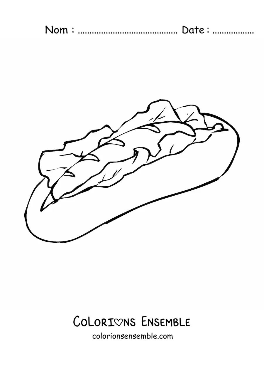 Image à colorier d’un hot-dog avec de la laitue