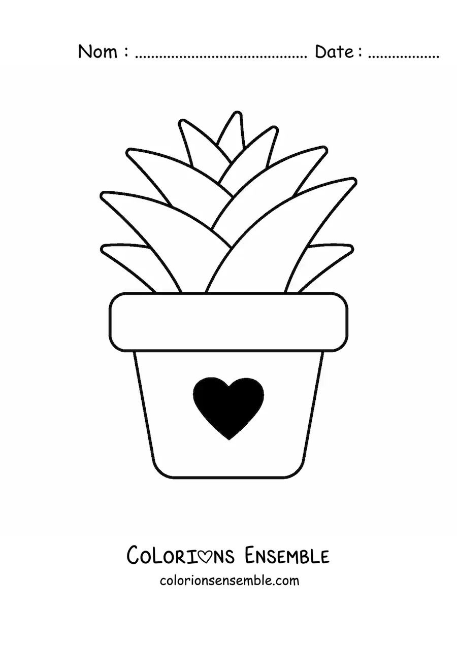 Image à colorier d’une plante grasse dans un pot