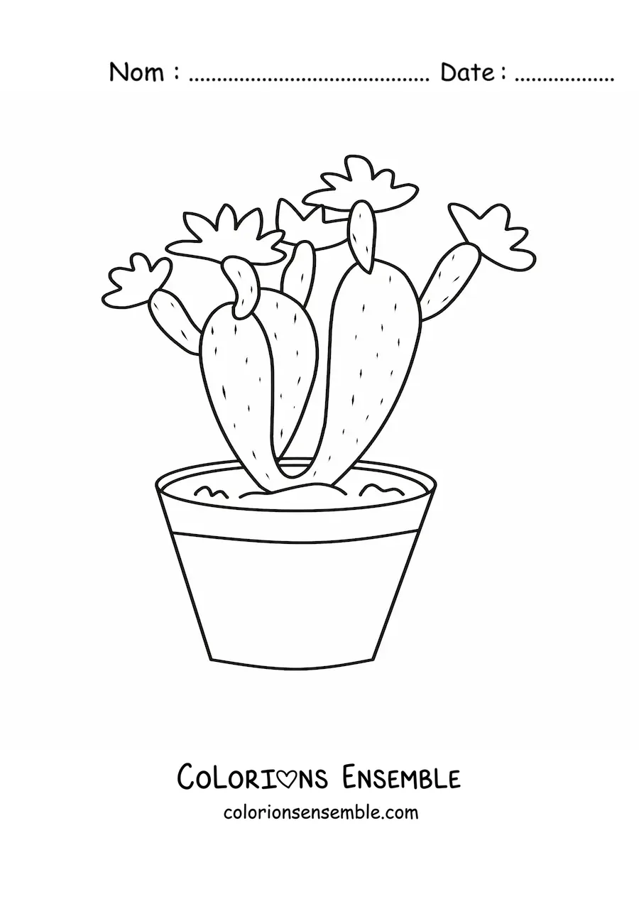 Image à colorier d’un cactus planté dans un pot