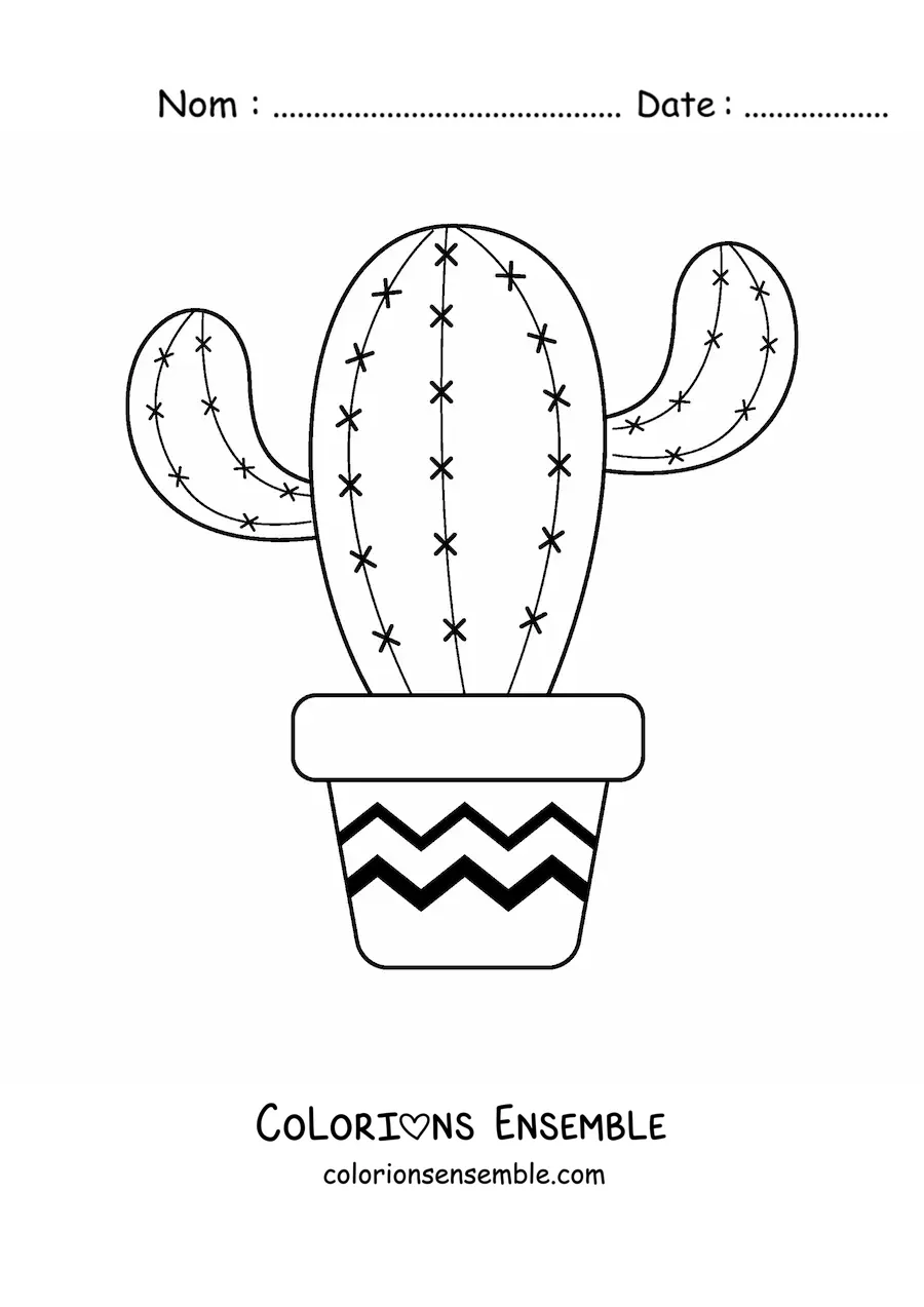 Image à colorier d’un grand cactus