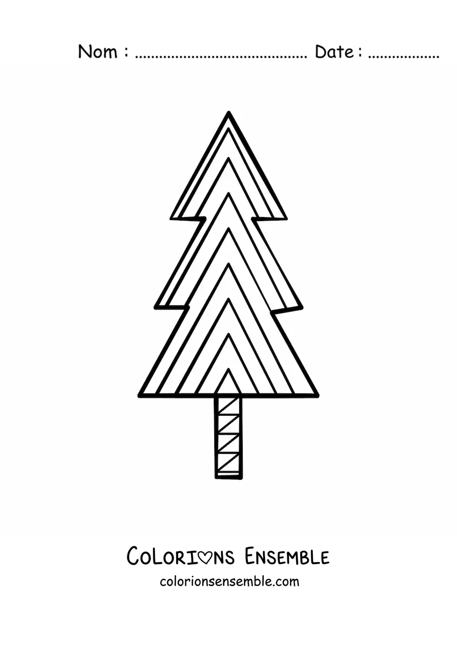 Image à colorier d’un pin dessiné avec des triangles