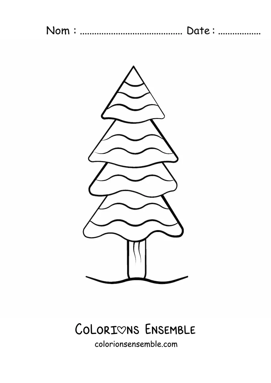 Image à colorier d’un pin dessiné avec des rayures