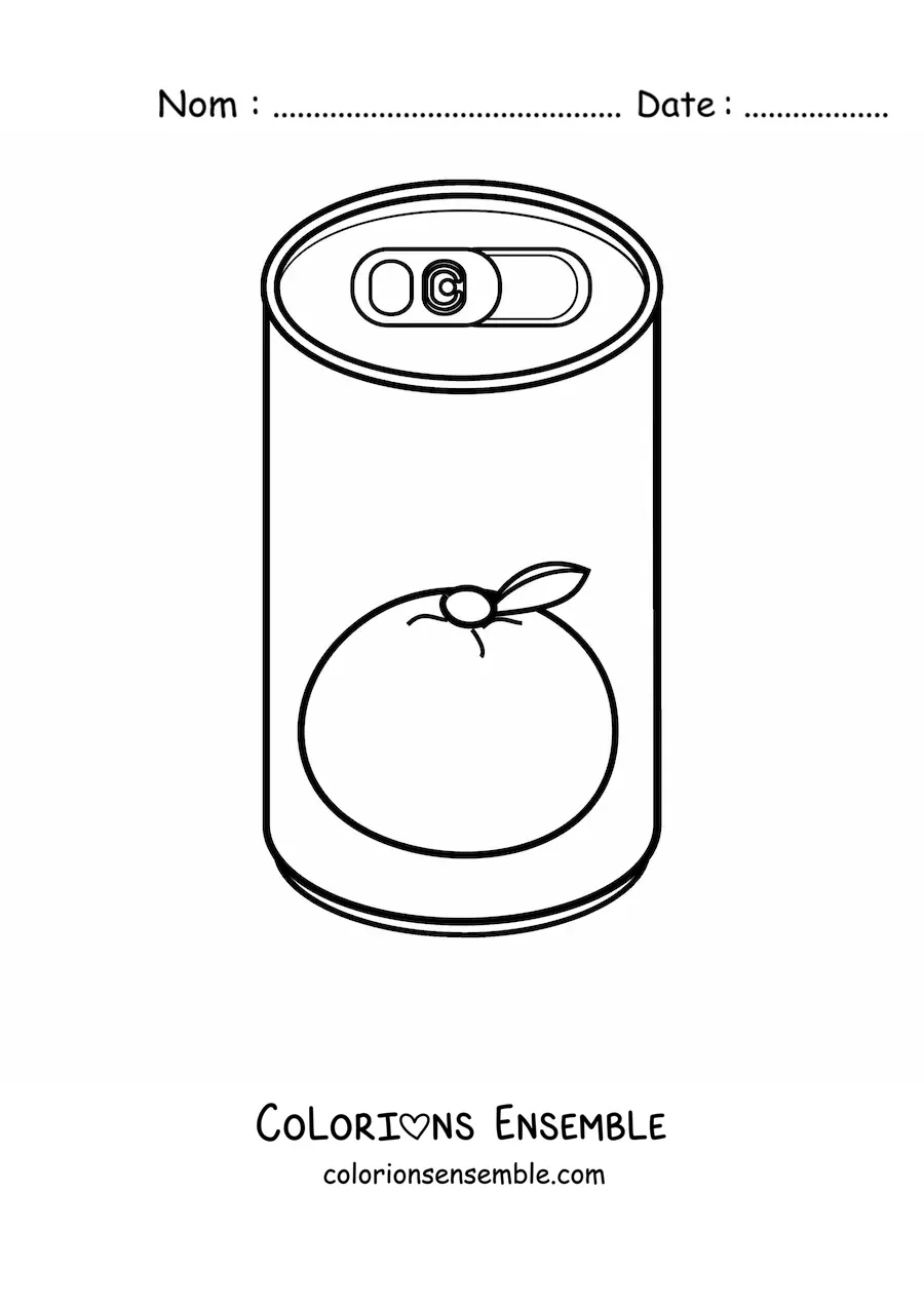 Image à colorier d'une canette de soda à l'orange