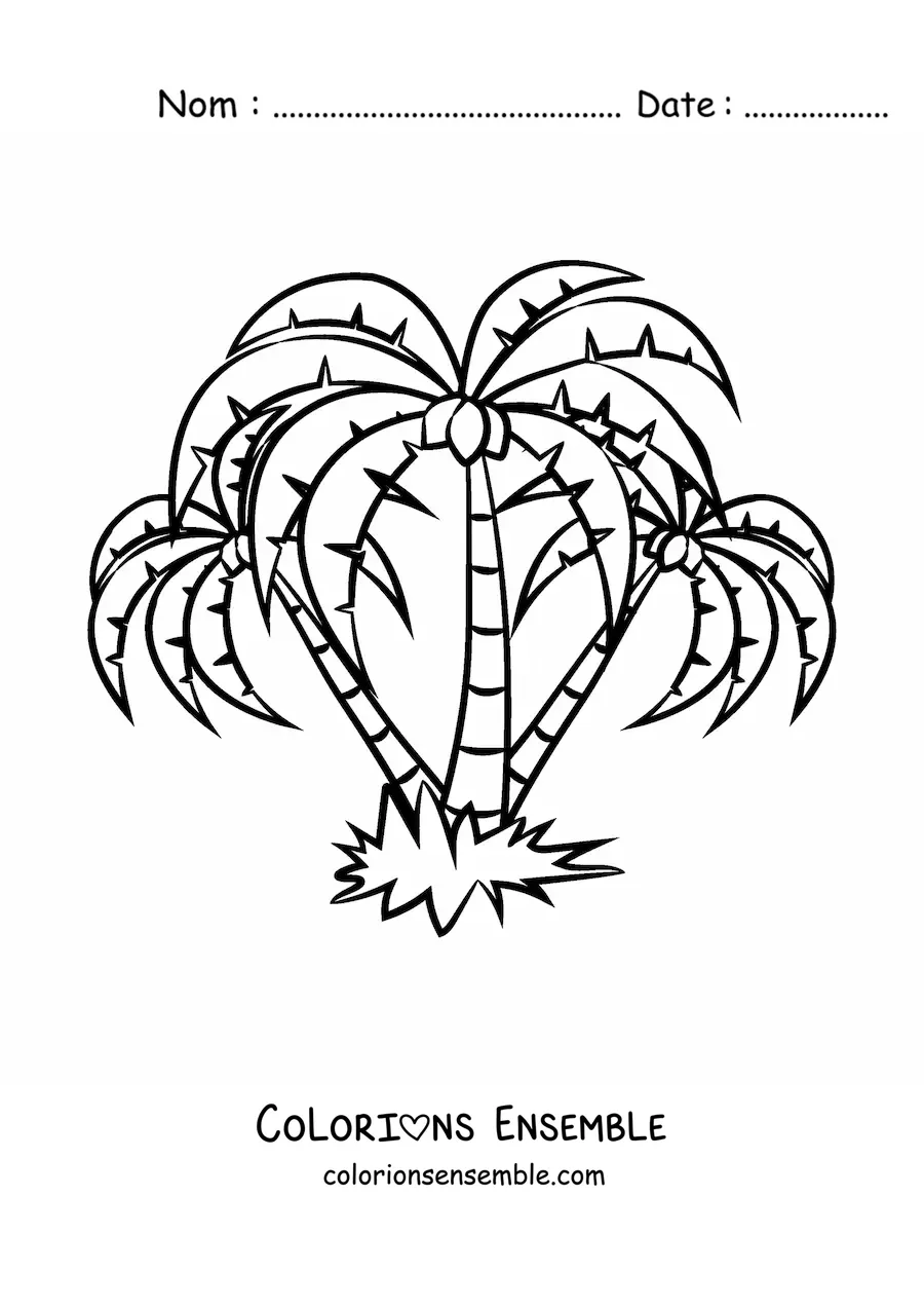 Image à colorier de trois palmiers tropicaux