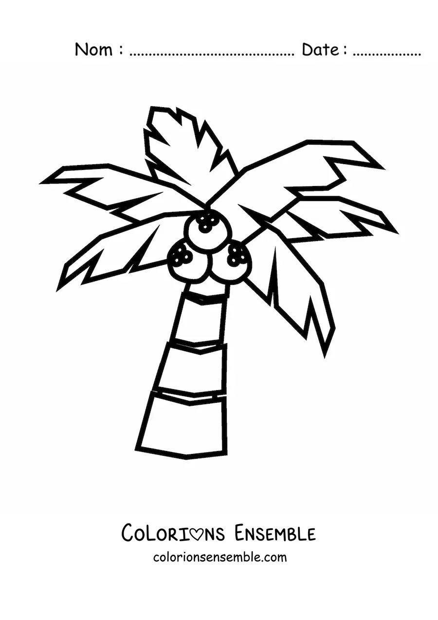 Image à colorier d’un cocotier