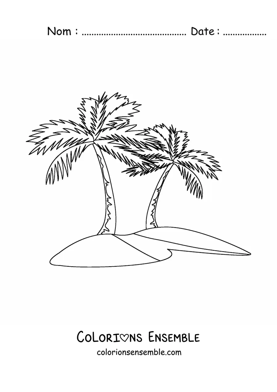 Image à colorier de deux palmiers