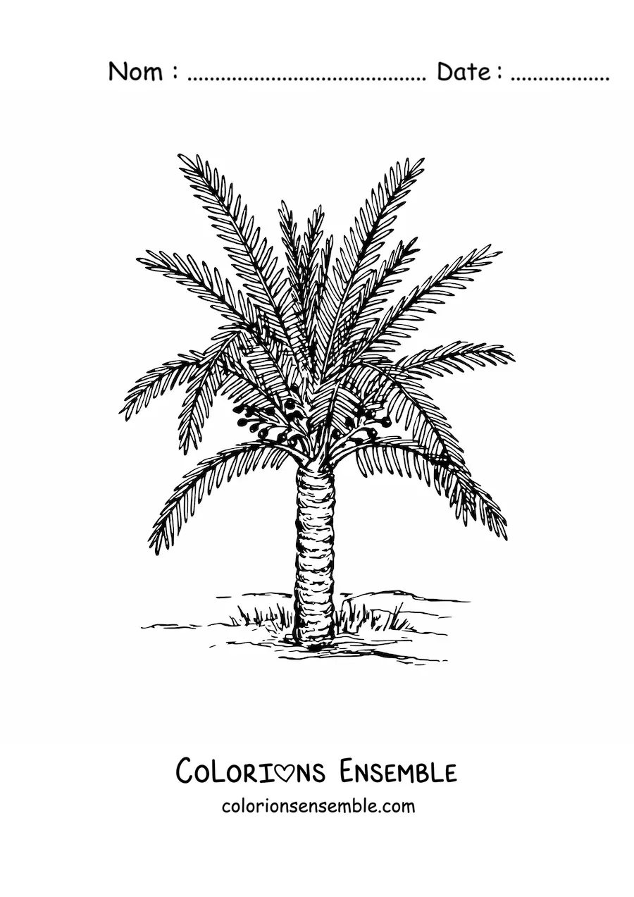 Image à colorier d’un palmier sagou