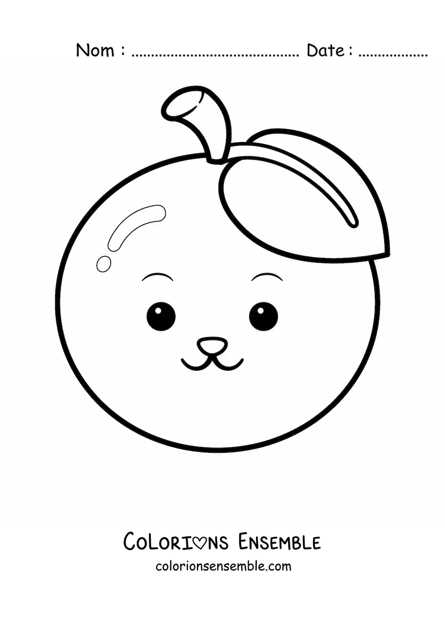 Image à colorier d'une orange rigolote kawaii
