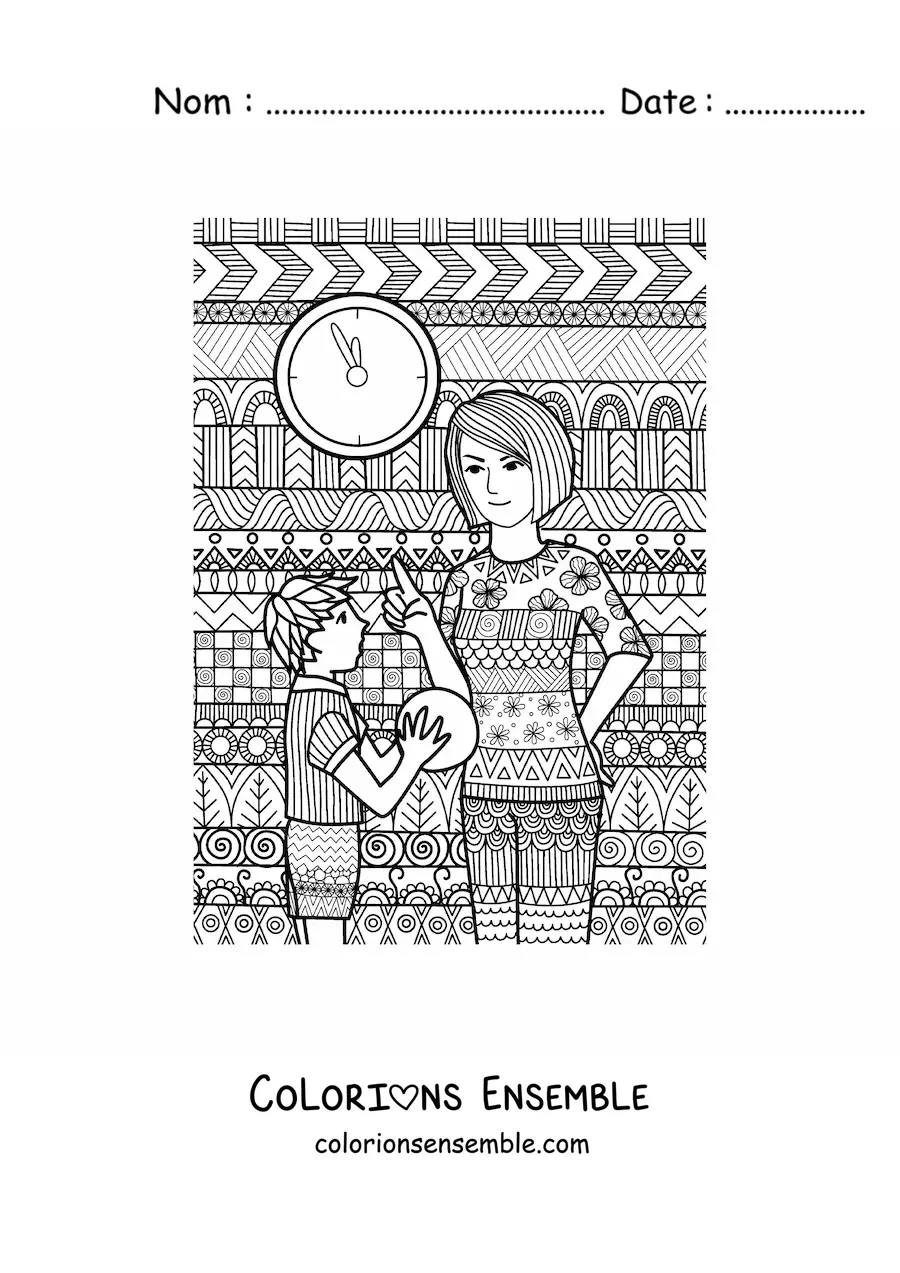 Image à colorier d’une maman grondant son enfant