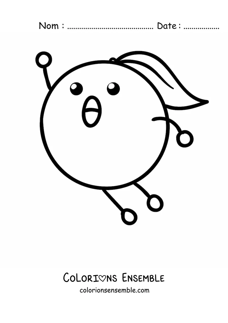 Image à colorier d'une orange rigolote qui saute