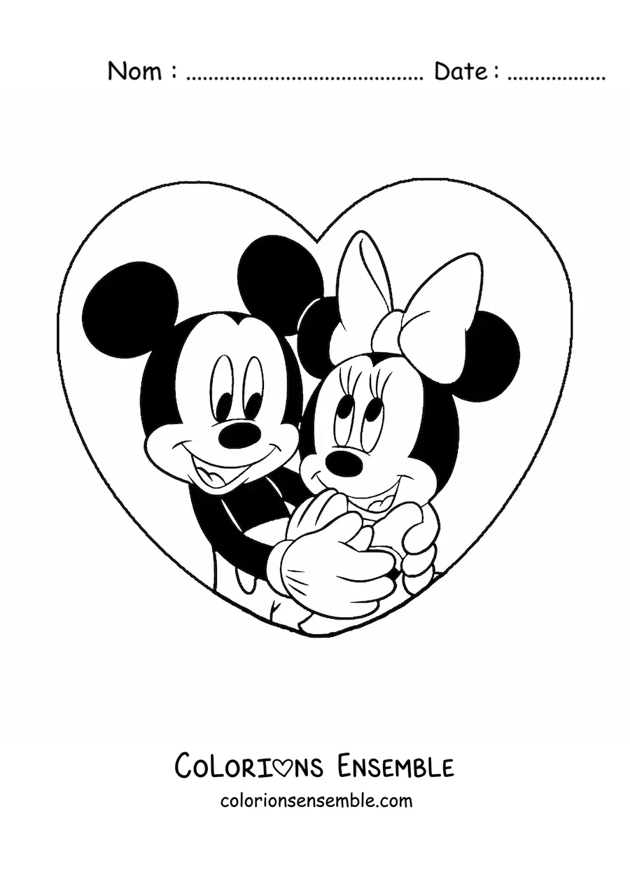 Image à colorier de Mickey et Minnie amoureux