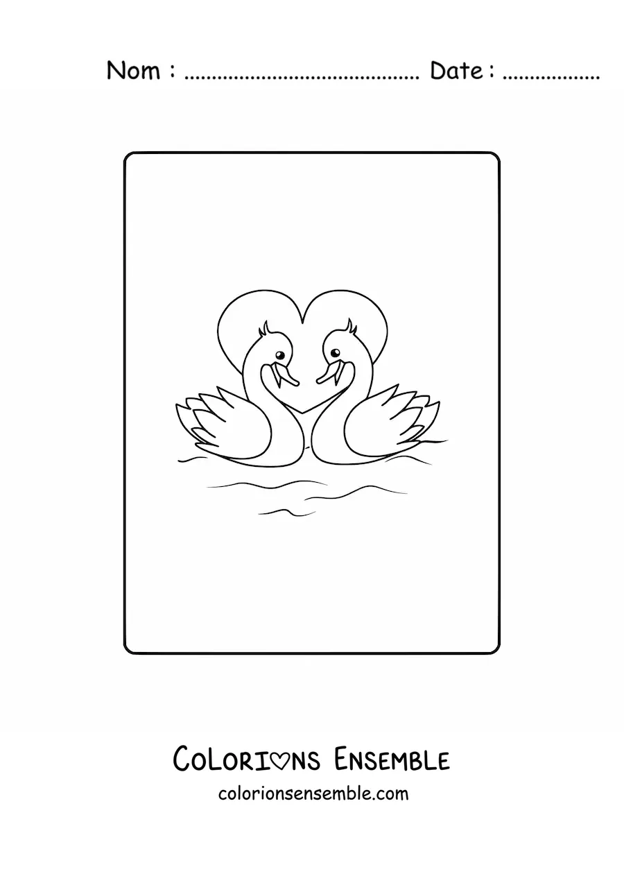 Image à colorier de deux canards amoureux