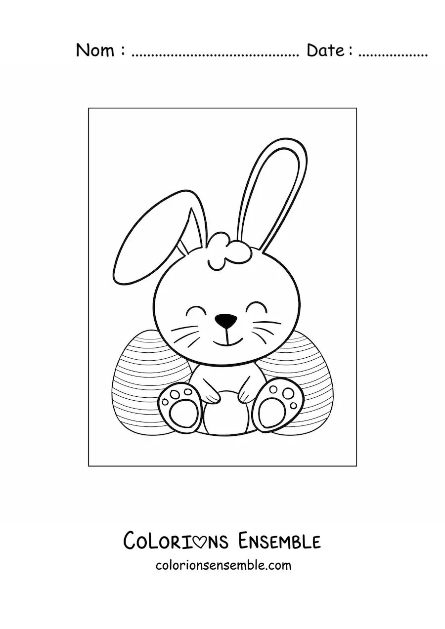 Image à colorier d'un grand lapin de Pâques