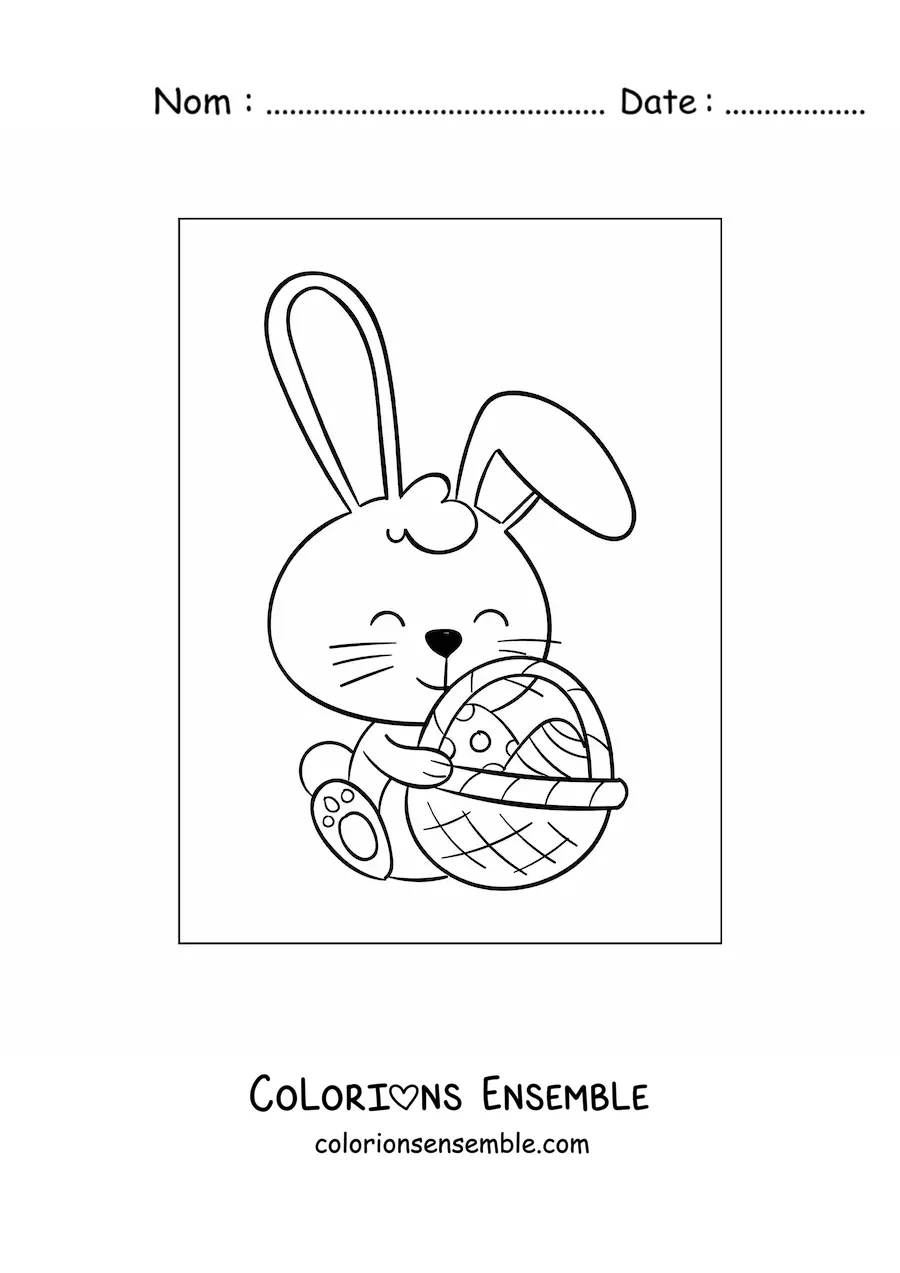 Image à colorier du lapin de Pâques animé