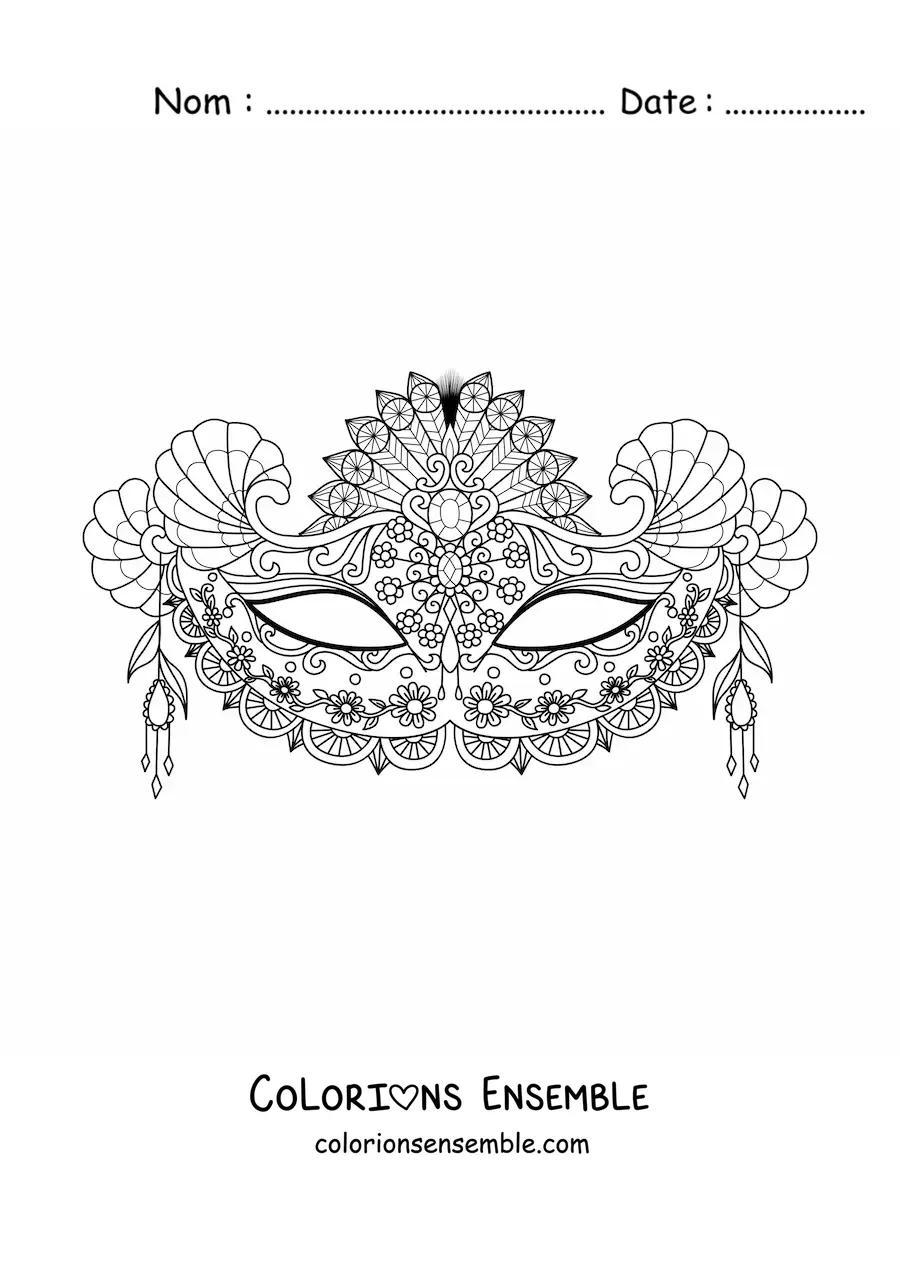 Image à colorier d'un masque de carnaval