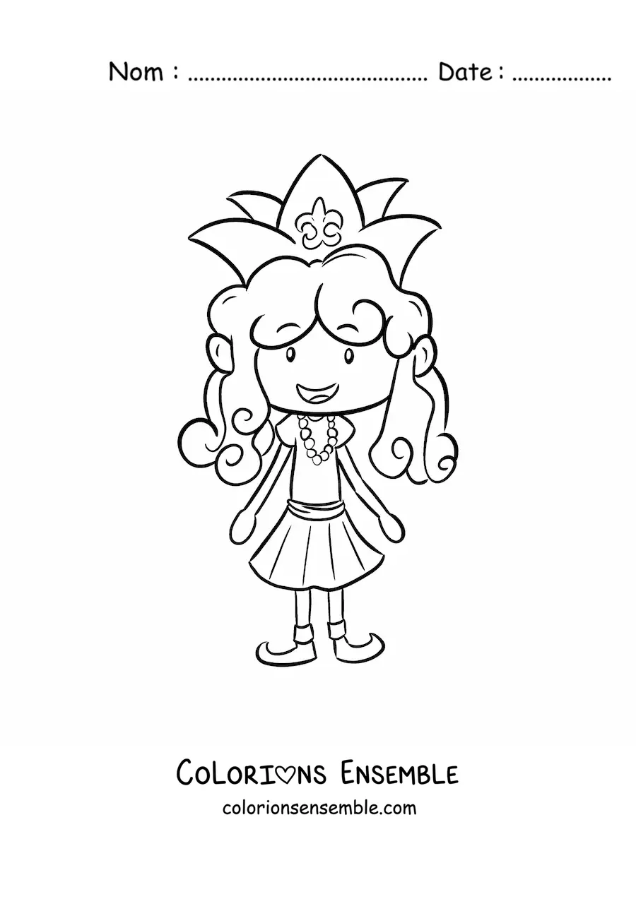 Image à colorier d'une reine du carnaval