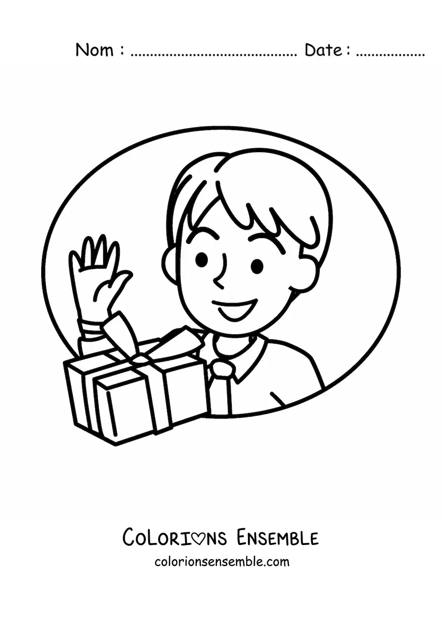 Image à colorier d'un cadeau pour papa pour la fête des Pères