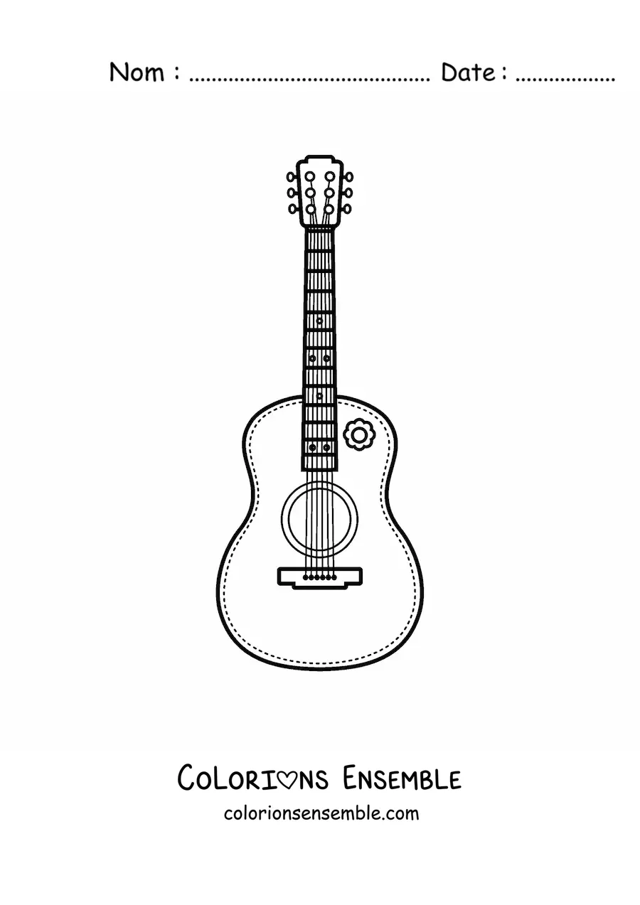 Image à colorier d'une guitare espagnole