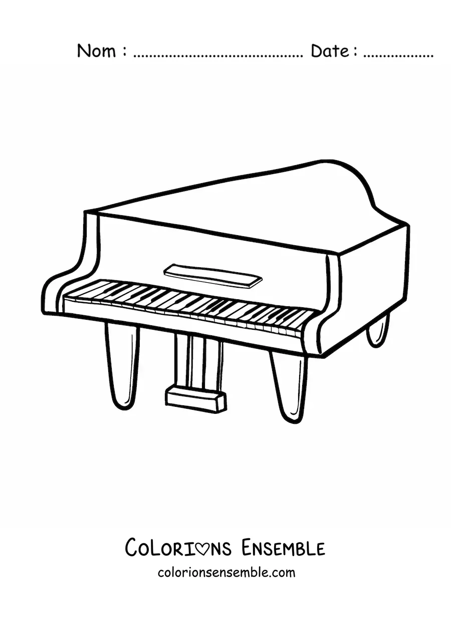 Image à colorier d'un piano à queue