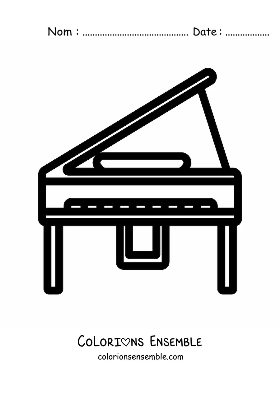 Image à colorier d'un piano tout simple